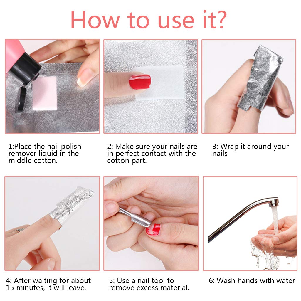 Tongcloud Nail Polish Remover Nail Foil Wraps Nail Gel Remover Soak Off Foils Cotton Pads Gel Polish Remover Soak Off (2.5x3.5, 600.00)