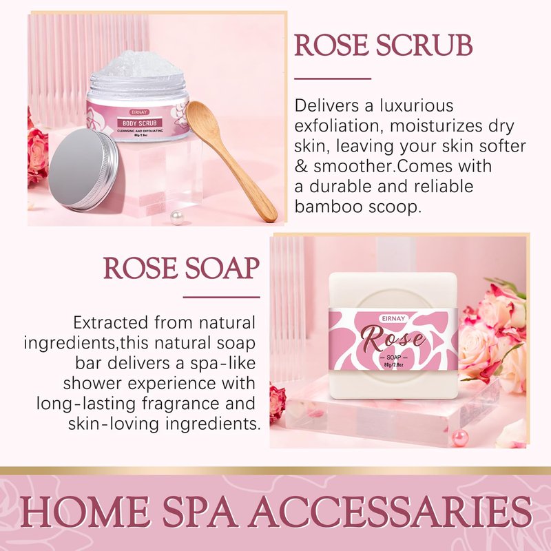 Gifts for Women, 12 PCS Birthday Gifts for Women Rose Relaxing Spa Basket Self Care Package for Her Mom Sister Wife Friend Unique Mothers Day Valentine Gift Ideal
