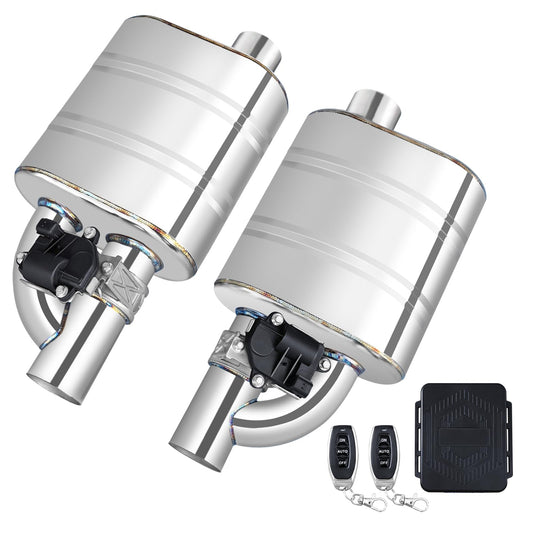 2.5 Inch Valved Muffler Electric Exhaust Cutout with Muffler Cat Back Exhaust System Kit (2pcs)
