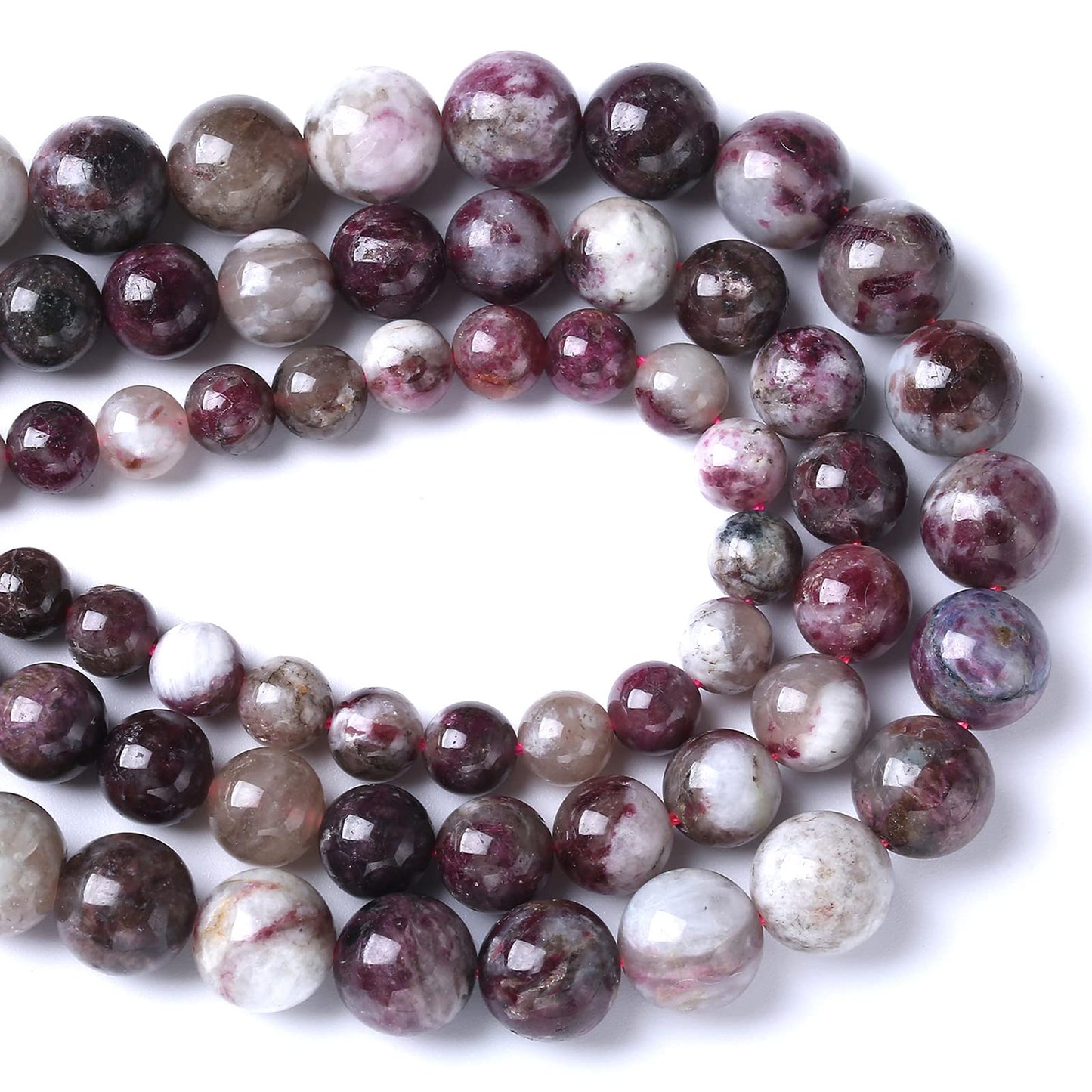 8MM 44PCS Natural Stone Colorful Tourmaline Gemstone Loose Beads for Jewelry Making DIY Bracelet Necklace 1 Strand