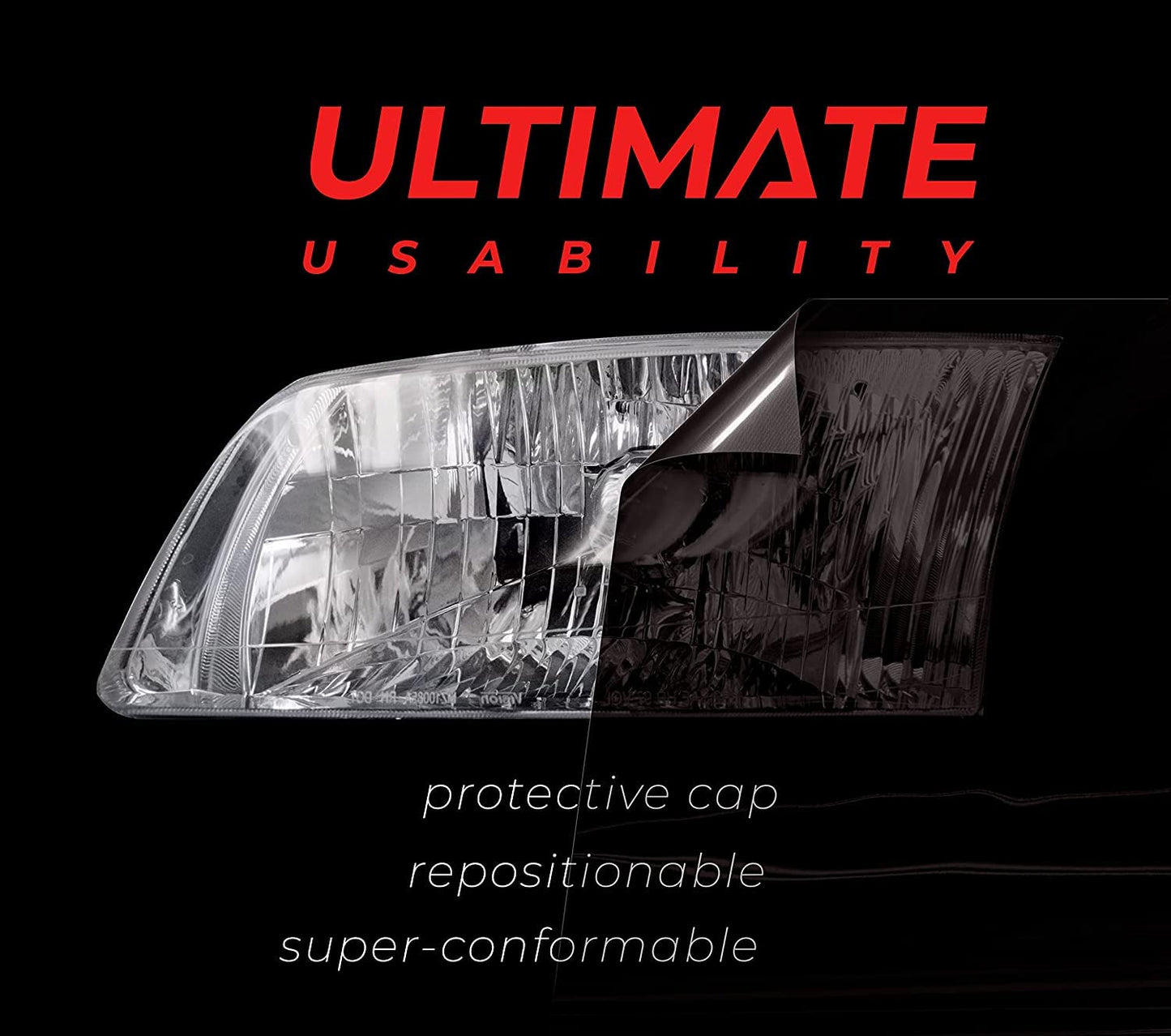 VViViD+ Ultimate Headlight Taillight Tint Vinyl Wrap (12" x 7ft, Dark Smoke)