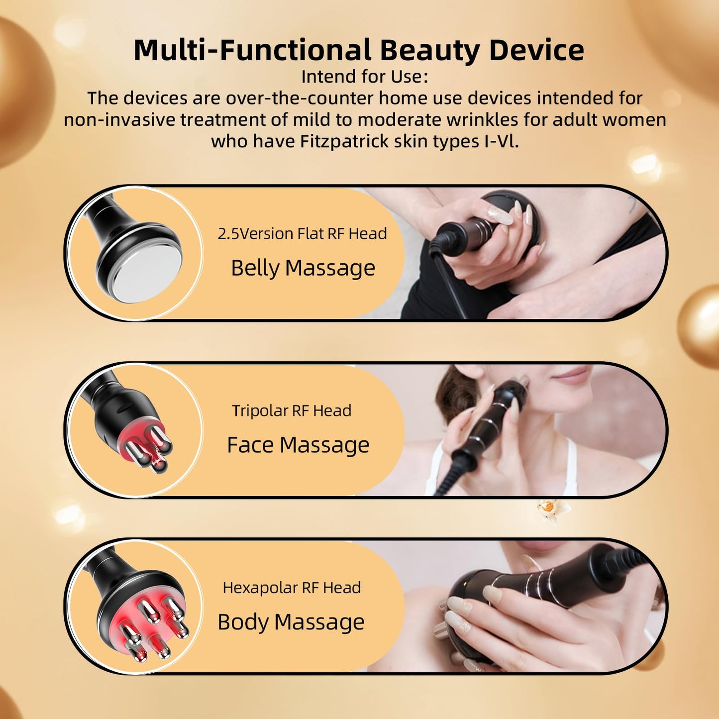 MZONG Non - Wireless RF Skin Rejuvenator - LED Light Combo for Face & Body Wrinkle Reduction