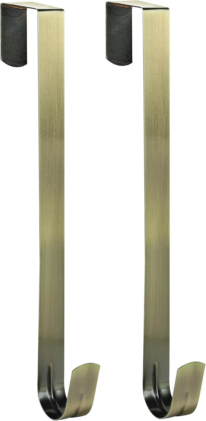 Wreath Hanger for Front Door, Slim Over The Door Hook, Easy to Use and Reusable Holiday Wreath Holder for Christmas, Thanksgiving, Halloween and Daily DÃ©cor(12" Bronze, 2)