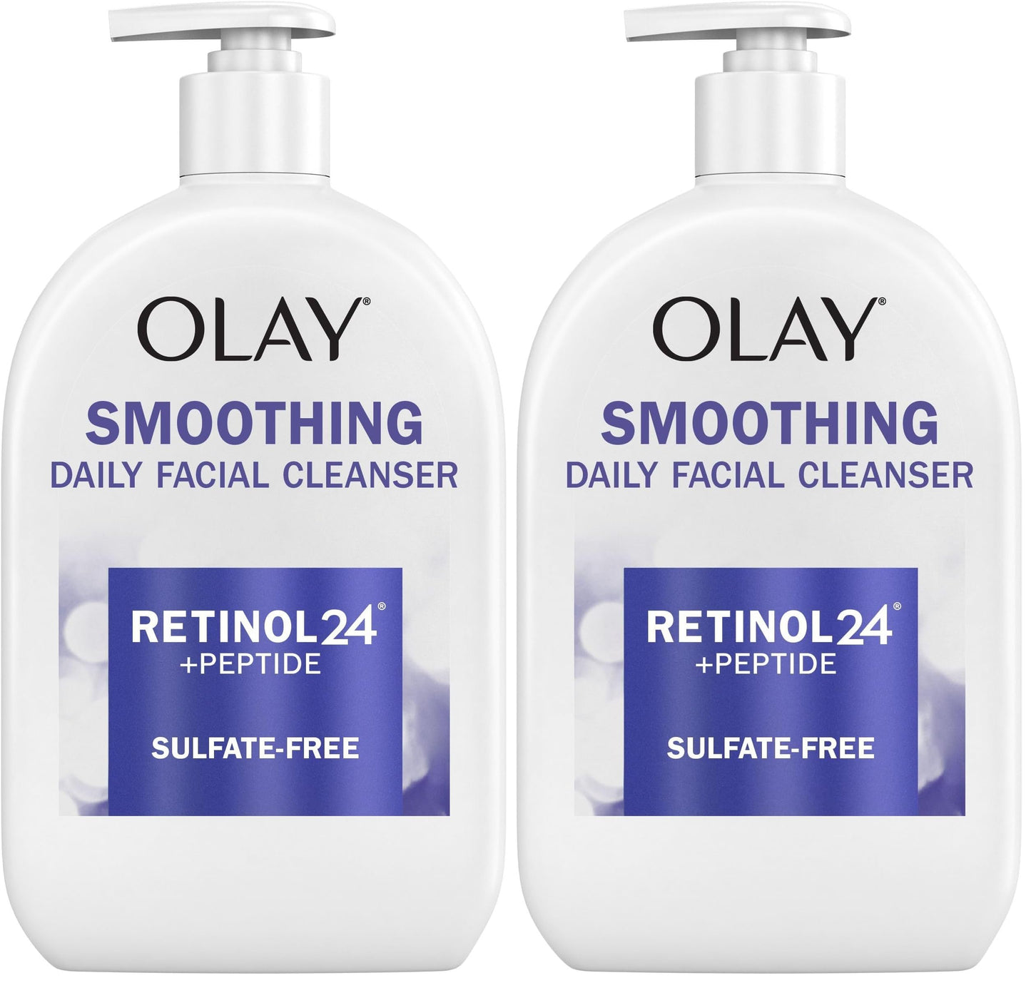 Olay Face Wash,Daily Facial Cleanser with Retinol,Peptides & Glycerin - Smoothing,Noursihes Skin Surface,Hydrates while Cleansing - Sulfate-Free,Paraben-Free,16 Oz,(Pack of 2)