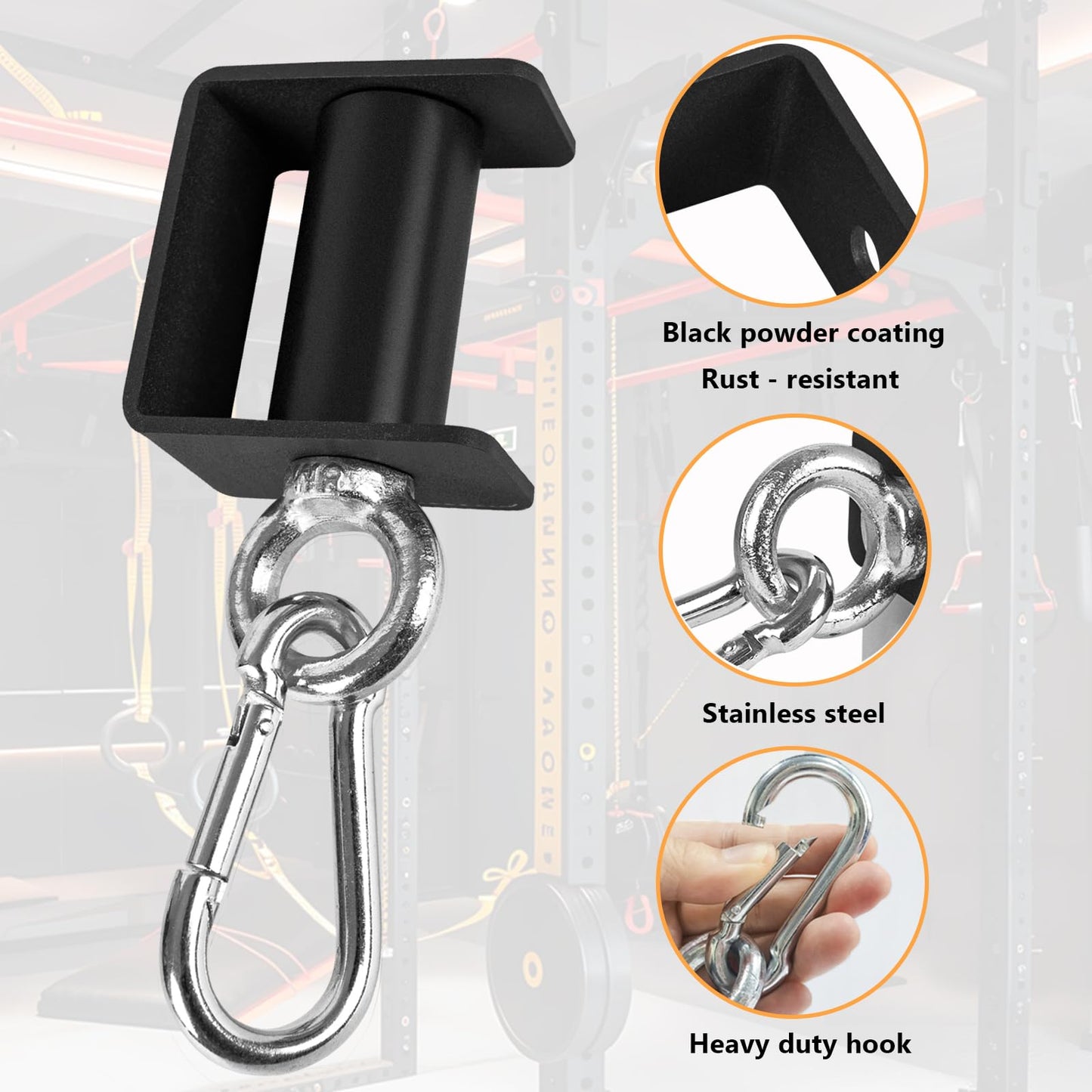 Ertuohg 2PCS Power Rack Attachments with Quick Connect Buckles, O-Ring Attachment for Power Rack Squat Racks, Heavy Duty Power Rack Shackle Band Attachment, Resistance Band Hooks Fits 1" Holes"