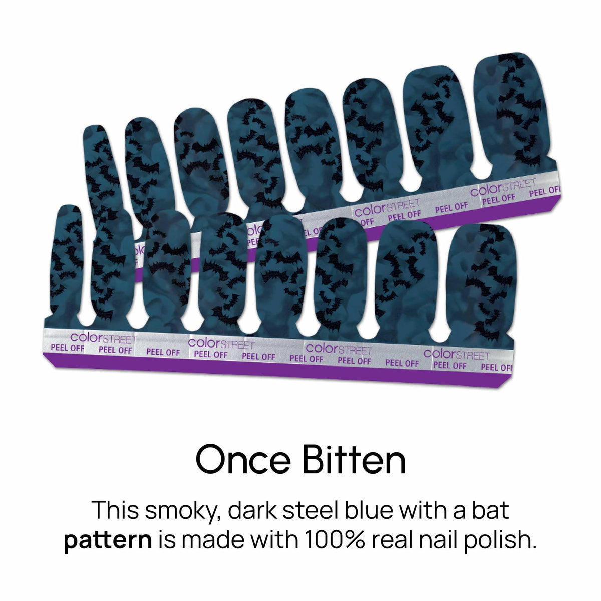 Color Street - Once Bitten Nail Polish Strips - Real Nail Polish Stickers for Costume, Cosplay, Party & Festival Looks - 16 Double-Ended Strips