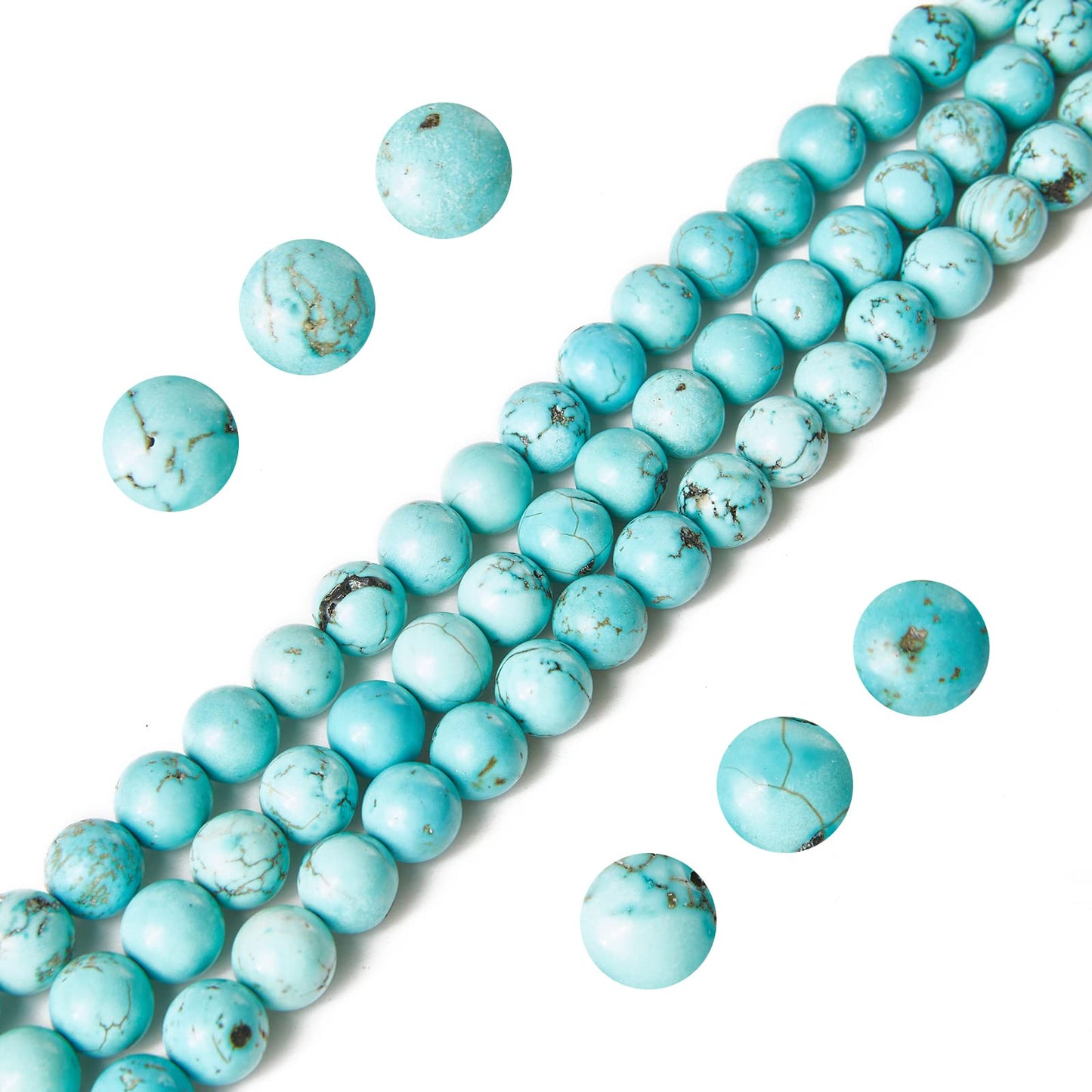 100pcs 6mm Turquoise Beads Natural Gemstone Beads Round Loose Beads for Jewelry Making