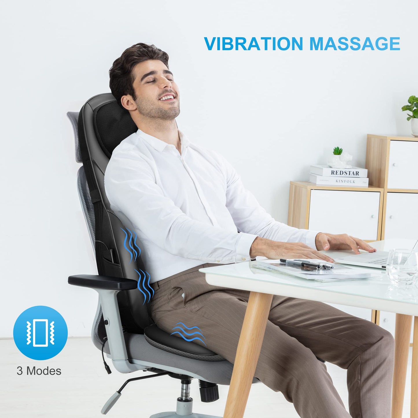 COMFIER Shiatsu Back Massager with Heat, Deep Kneading & Rolling Massage Chair Pad, Chair Massager for Office Home Use