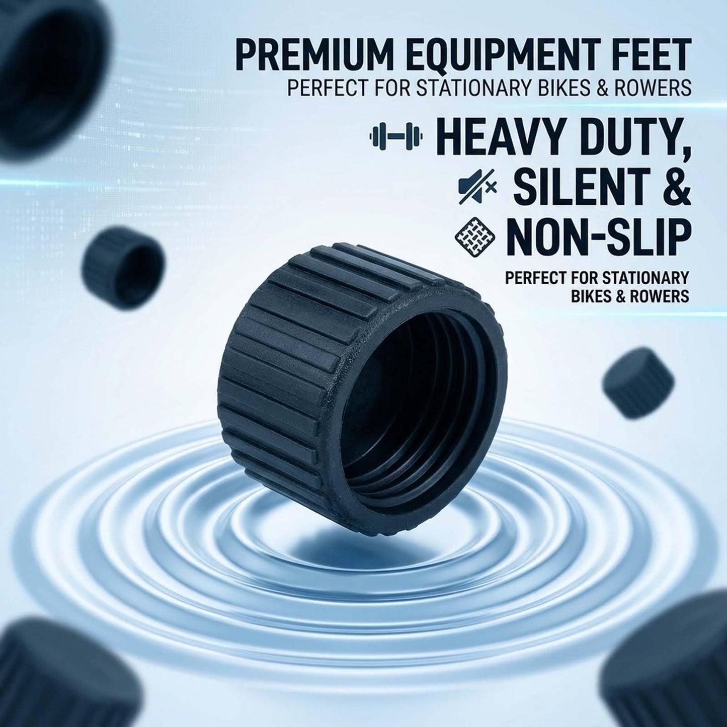 8Pcs Rubber Leg Caps for Fitness Equipments 1.5" & 1.97"" Round Exercise Machine Rubber Tips Black Floor Protector for Recumbent Exercise Bike Exercise Bench Stair Stepper Non-Slip Noise Reducing"