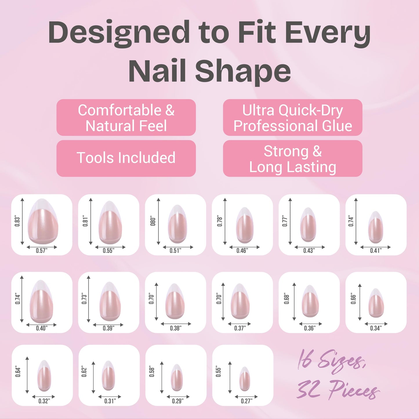 RPNZL Press On Nails - Love Beam | Heart Cat Eye, UV Finish Almond Nails, Salon Quality | 32 Nails, 16 Sizes Kit with Glue and Adhesive Tabs I Female Founded - Beauty, Self Care