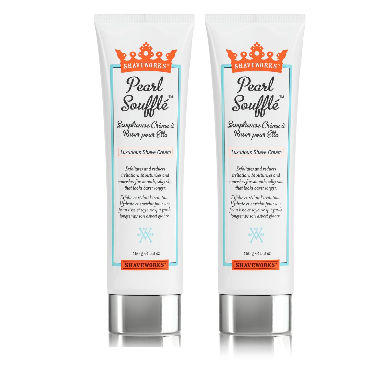 Shaveworks Pearl Soufflé Shaving Cream for Women – Soothing, Hydrating Shave Lotion for Legs, Underarms, Bikini Area – Reduces Irritation, Slows Future Hair Growth 5.3 Fl Oz - 2 Pack