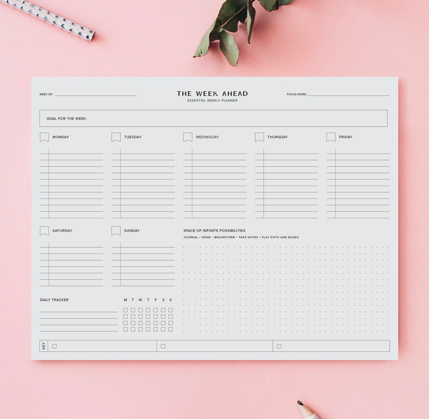 ThreeKin Essential Weekly Planner - 8.5"x11", 52 Tear-Off Sheets, Motivational Design, Goal Setting, Time Management, To-Do Lists, Productivity Organizer, Perfect for Home, Office, Students, Work
