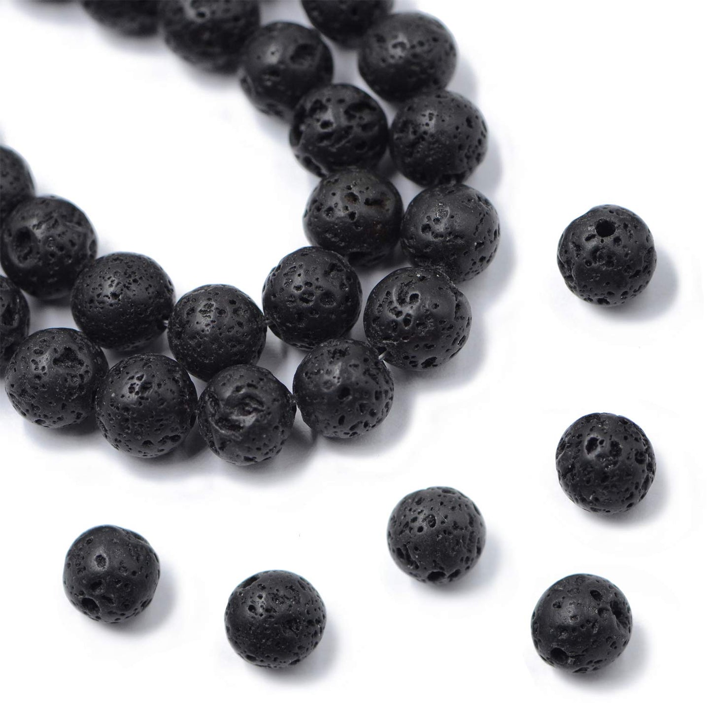 AD Beads Natural Gemstone Round Loose Beads 15" for Bracelet Necklace Earrings Jwelery Making Crafts DIY (10mm, Black Lava Stone)