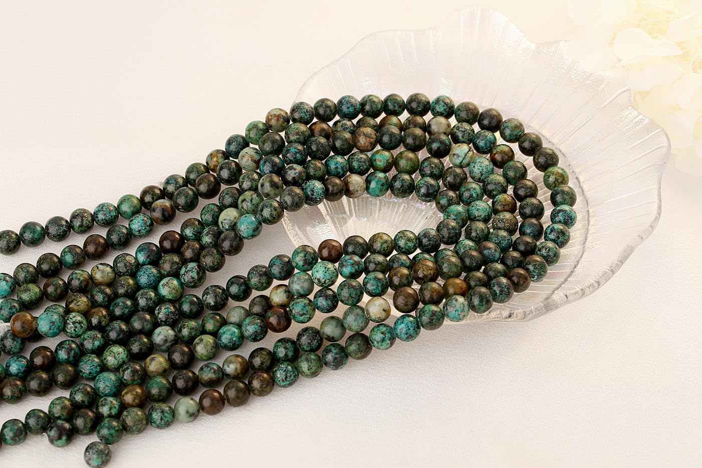 QINJIEJIE 100PCS African Turquoise Beads 8mm Natural Stone Beads Round Loose Gemstone Bead for Bracelet Beading Crystal Jewelry Making DIY Necklace Earrings 0.32"