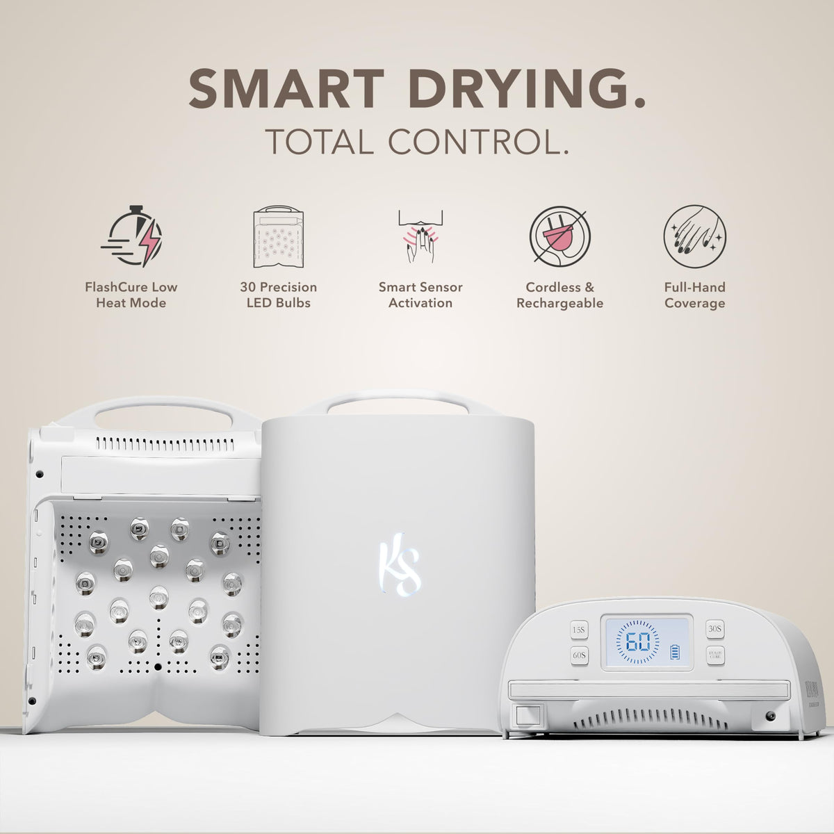 KIARA SKY Beyond Pro V3 UV LED Nail Lamp White – Cordless Rechargeable Gel Lamp w/Smart Sensor, Flashcure Low Heat Mode, Full-Hand Coverage & Timer for Gel Polish, Builder Top Coat