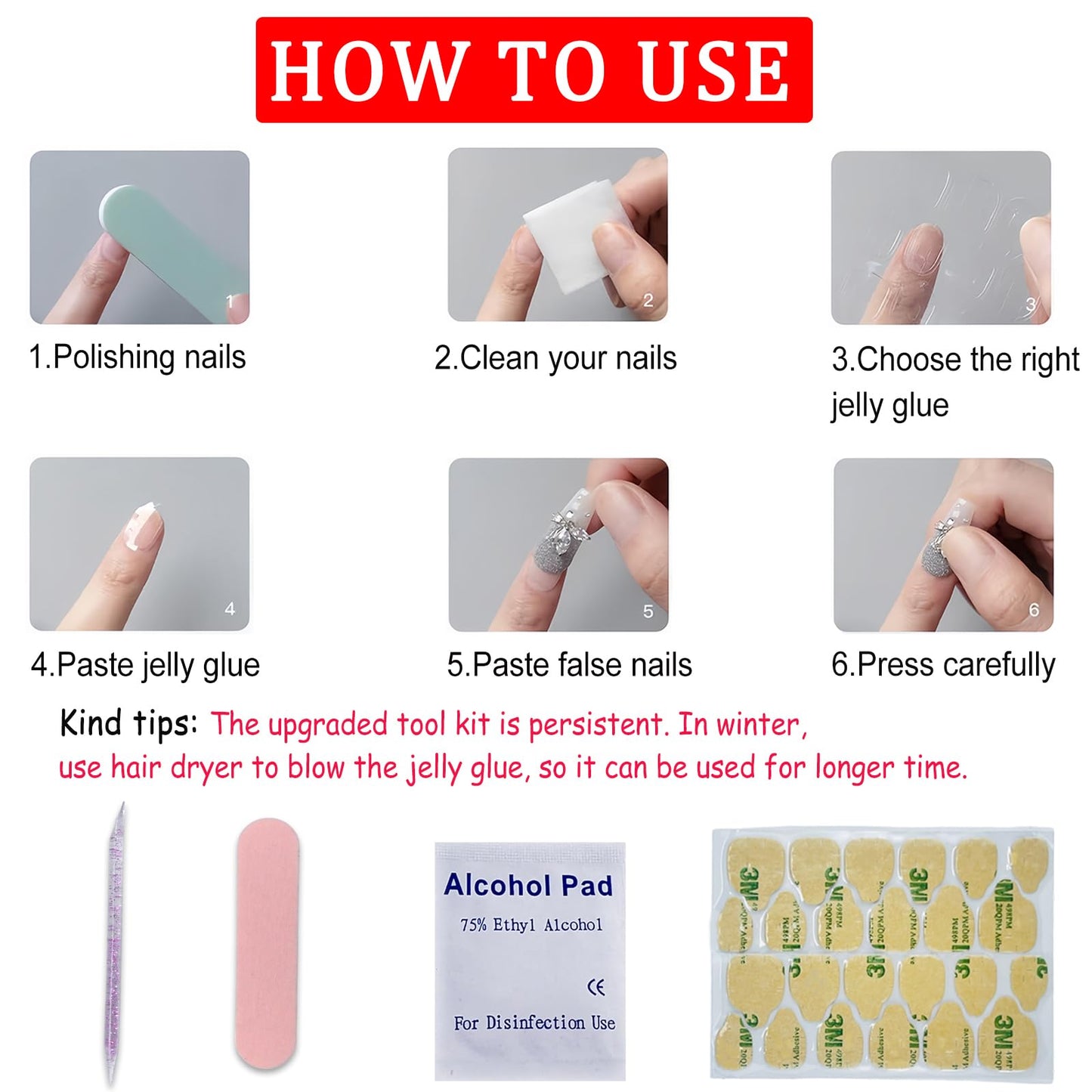 24Pcs Independence Day Flowers Press on Nails Short Square 4th of July Fake Nails Patriotic Red White Stripes Design False Nails Full Cover American Flag Nails for Women Manicure Decoration