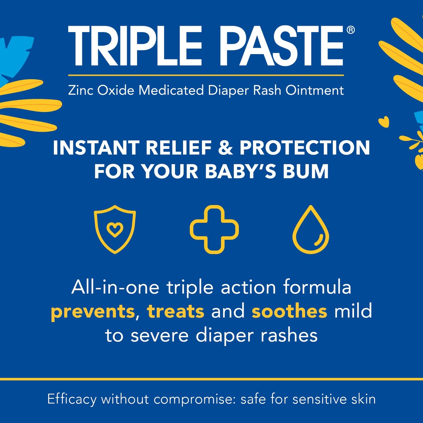 Triple Paste Diaper Rash Cream for Baby - 8 Oz Tub & 3 Oz Tube At Home & On the Go Bundle – Zinc Oxide Ointment Treats, Soothes & Prevents Diaper Rash, Baby Essentials for Daily & Overnight