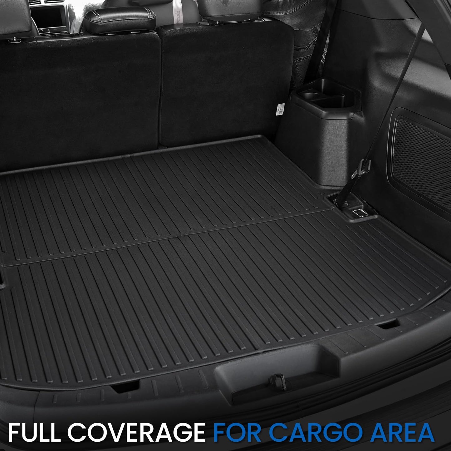 JOULARISE Floor Mats Cargo Mat Set for 2015-2019 Ford Explorer 7 Seats, All Weather TPE Cargo Liner Trunk Lower Mat Door Sill Guards Accessories (15-19 | 7 Seats Floor Mats Set)