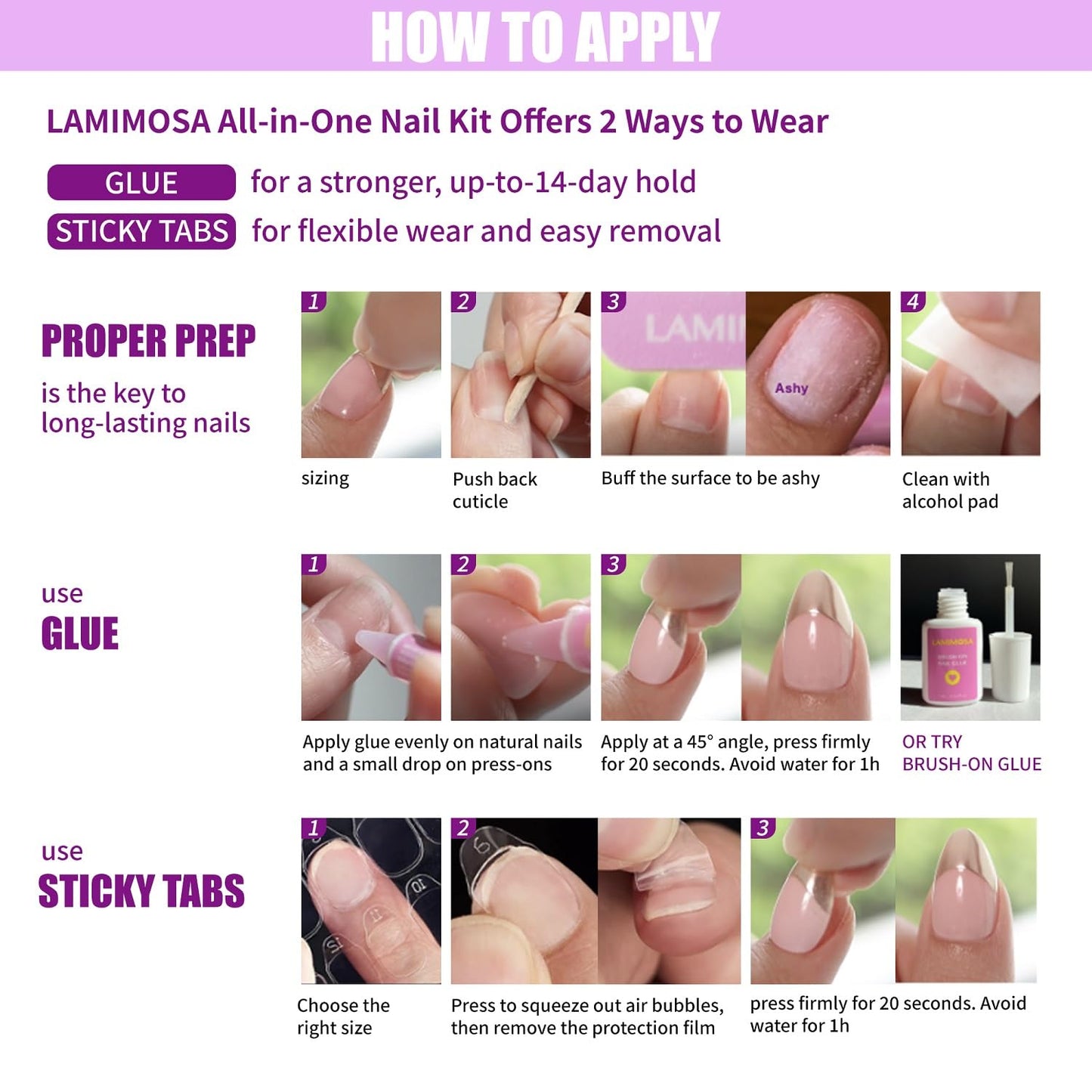 LAMIMOSA 32Pcs French Tip Press on Nails Short Almond - Soft Gel Fake Nails in 16 Sizes with 3D Pearl Accents, Reusable Semi-Transparent Glue on Nails kit in Glazed Finish, PEARLY WISH