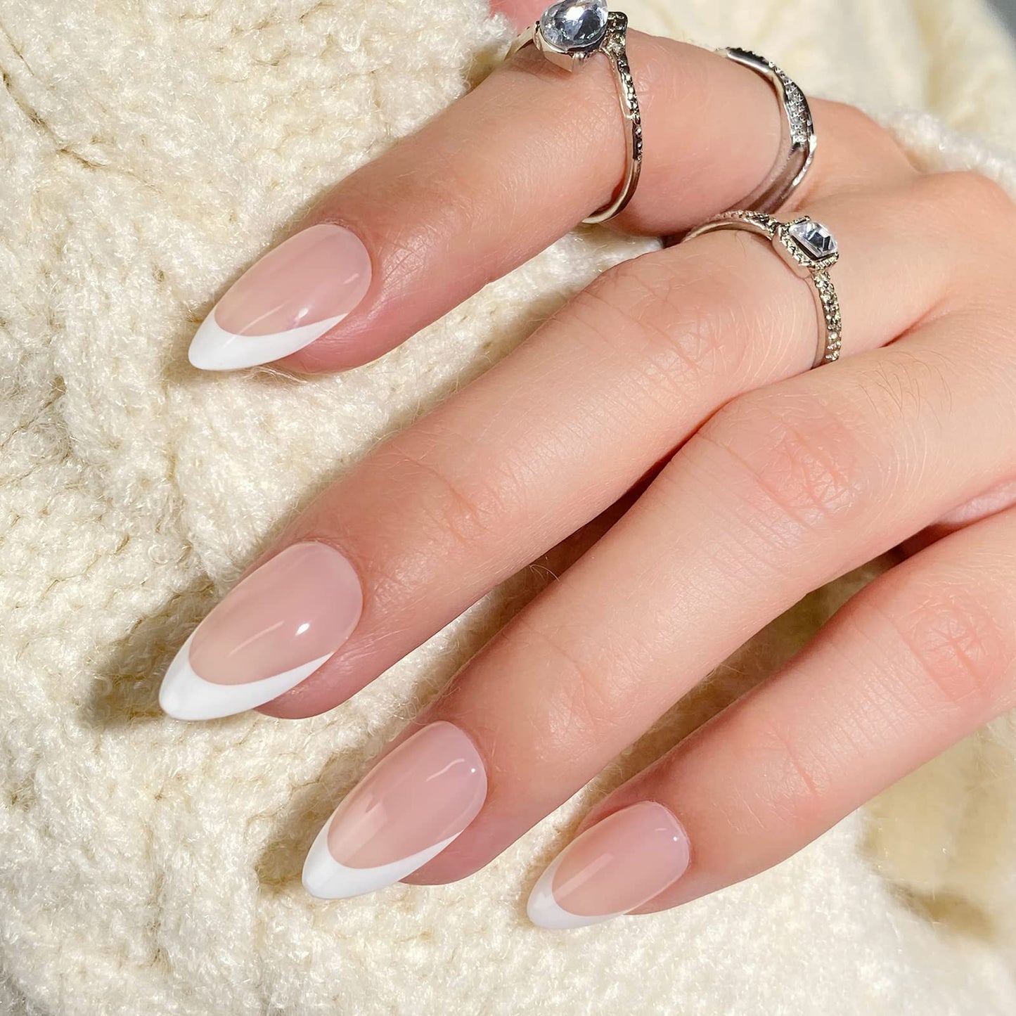 BTArtbox French Tip Press on Nails Toenails Short - Hope Hope & White French