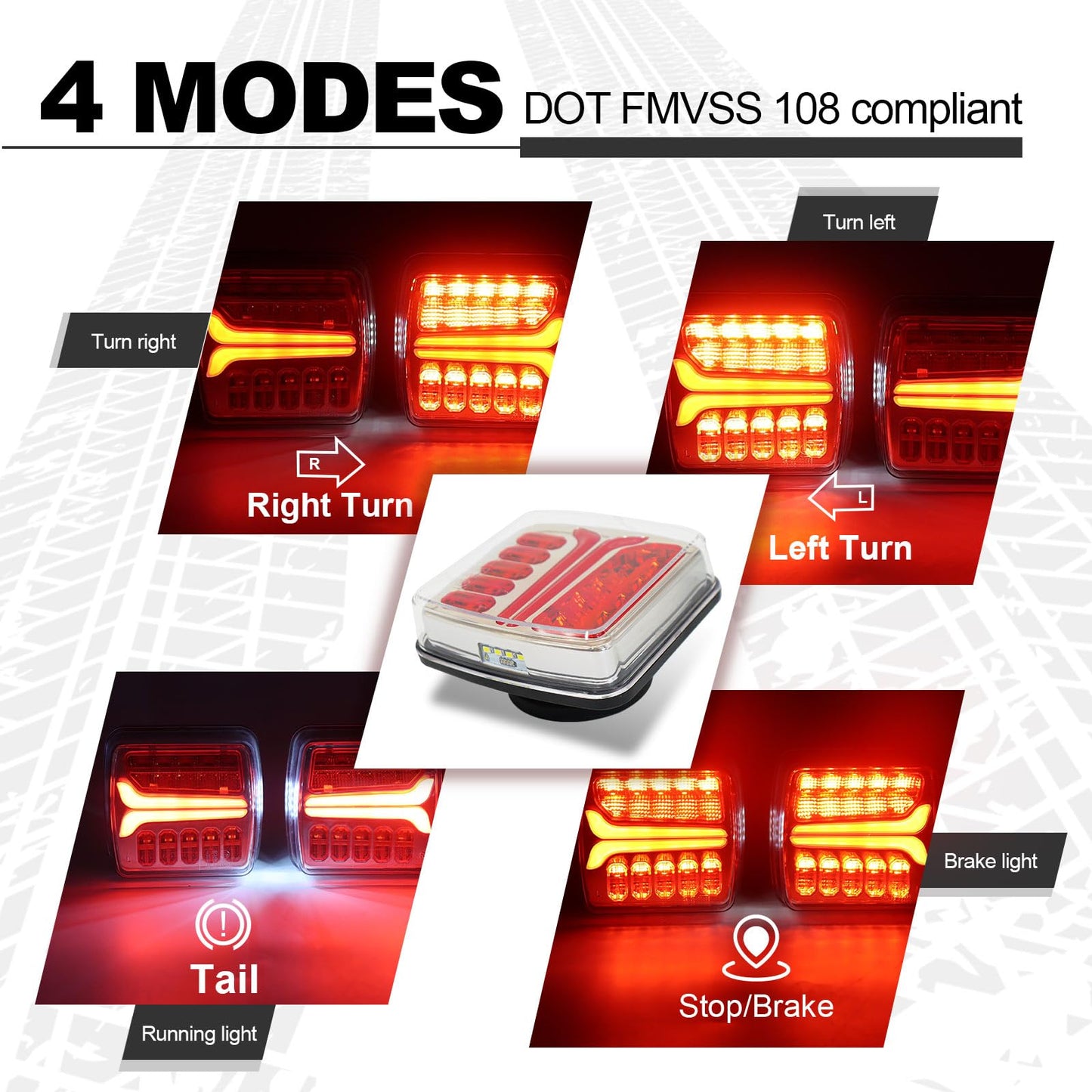 NeaLia Magnetic Wireless Trailer Lights, Rechargeable LED Trailer Light for Towing Truck, Waterproof Tail Tow Lights Kit for RV Camper Boat Caravan, Portable Turn Signal Brake Running Stop Amber