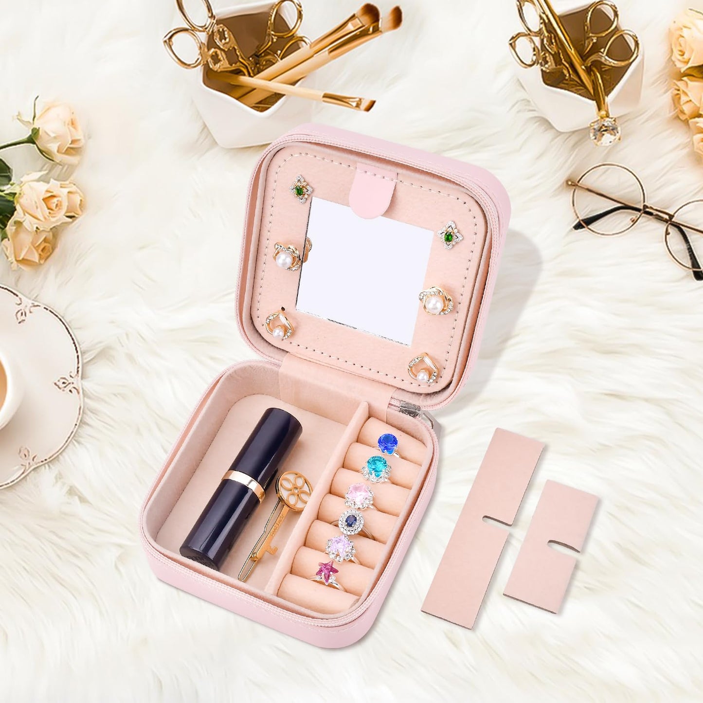 Inngeroo Mothers Day Mom Gifts from Daughter Son, Travel Jewelry Case Box Organizer Personalized Gifts for Mom Wife Women, Gift for Friend Sister Grandma Aunt, pink
