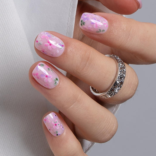 CurvLife Soft Gel Press On Nails Square, Long-Lasting 30Pcs Reusable Stick On Fake Nails Kit with Glue Tabs, Glossy Salon-Style Manicure for Women Teens Beginners, At-Home (Spring Whisper)