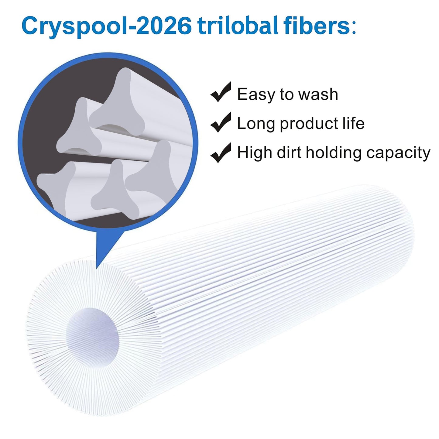 Cryspool® 04077 Compatible with Cal Spa Filters, 4CH-949, PWW50L, FC-0172, Rising Dragon, Dynasty Spas, 50 Sq. Ft Hot Tub Replacement Filter Cartridge, 2 Pack