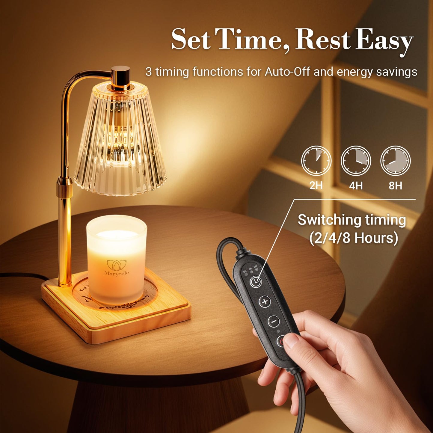 Marycele Candle Warmer Lamp with Timer Dimmer, Christmas Birthday Gifts for Mom Women Sister Her, House Warming Gifts, Thanksgiving Decorations for Office Room Home Decor, Clear Adjustable Wax Warmer