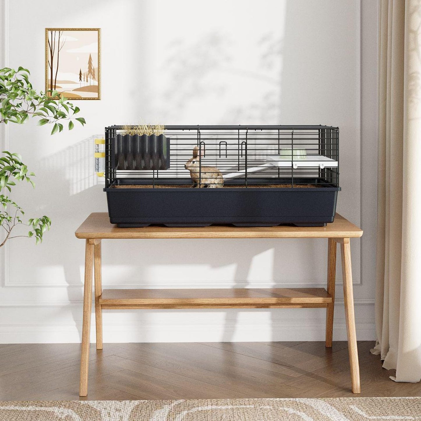 GarveeLife 3Pcs Guinea Pig Cage Kit, Hamster Cage with Storage Shelf, Rolling Rabbit Cage with Fooder, Water Bottle, Hay Feeder, Perfect for Hamster, Chinchilla, Gerbil, Hedgehog,