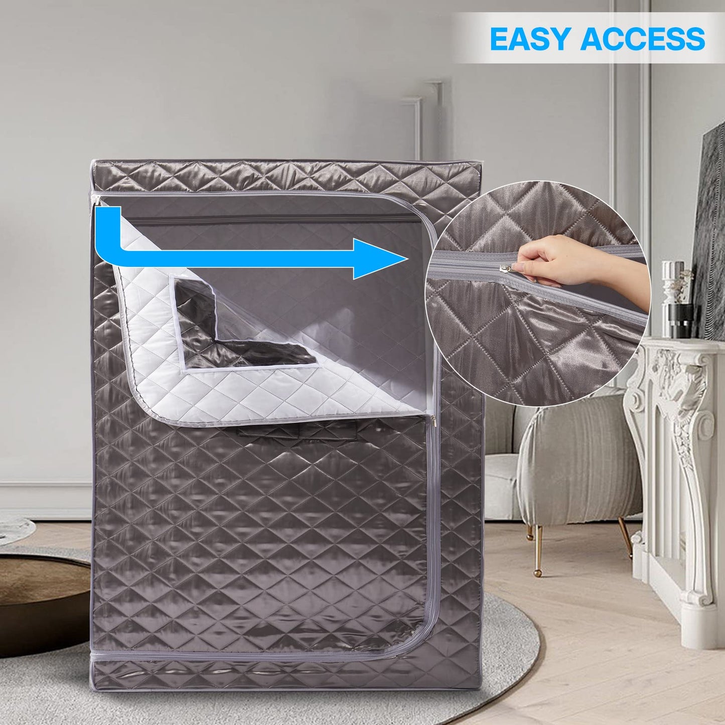 Smartmak Full Size Steam Sauna, One or Two Person Whole Body Large Space Home Spa, 4L Steamer Included-Darkgrey