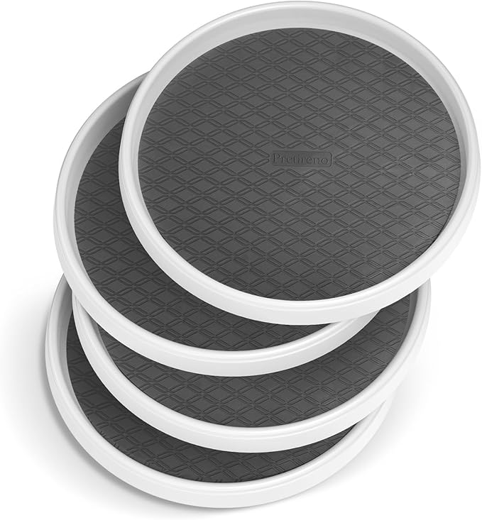 Lazy Susan Turntable Organizer 4 Pack - 10 Inch 360Â° Rotating Trays for Kitchen Cabinet, Pantry, Countertop, Fridge - Non-Skid Spice Rack Storage for Bathroom, Vanity, Makeup