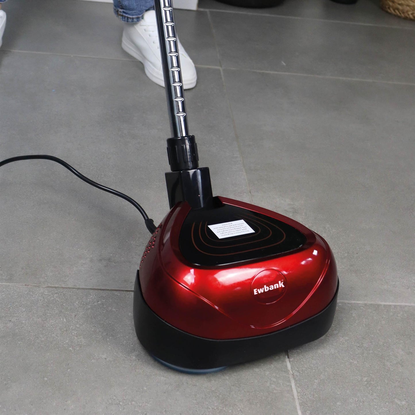 Ewbank EP170 Complete Cleaner, Washer, Scrubber, Scourer, and Polisher, Interchangeable Brushes and Pads Multi-Use Floor Machine, 2200 rpm, Lightweight, Red, 8 Pound