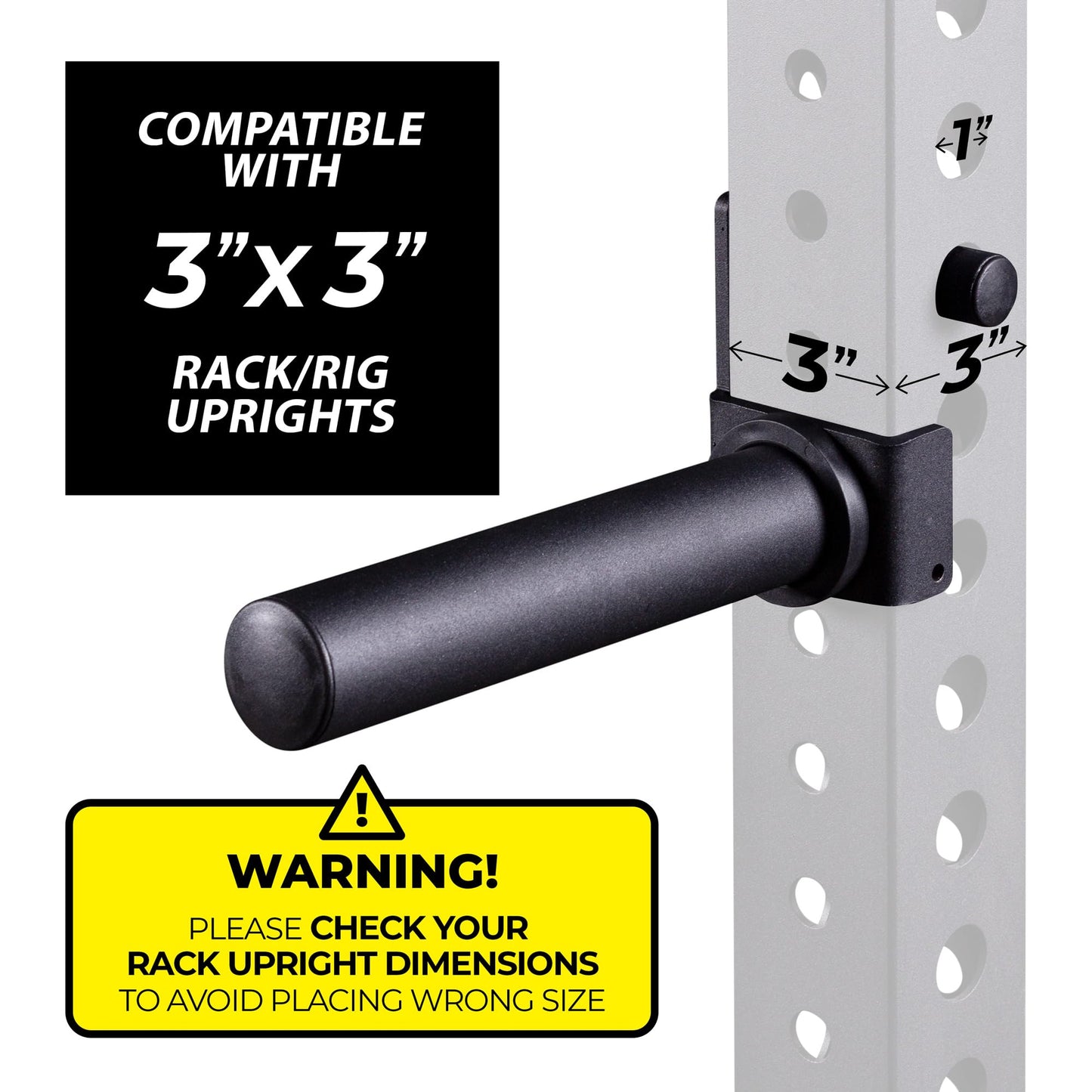 AmStaff Fitness Olympic Weight Plate Holder for Power & Squat Racks – Fits 2x2, 2.33x2.33, 3x3 Inch Tubes, 1" Hole – Storage Horns for Weight Plates on Power Rack – Pair (3"" x 3"")"