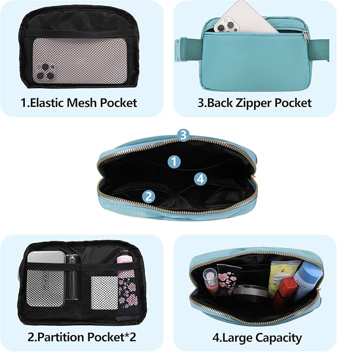 VOROLO Fanny Pack For Women And Men Crossbody Bag Belt Bag with Adjustable Strap Graduation Gifts Light Blue