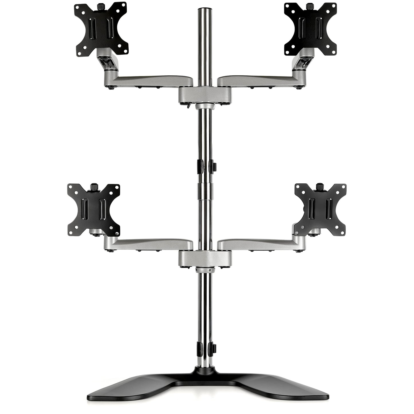 StarTech.com Desktop Quad Monitor Stand - Ergonomic VESA 4 Monitor Arm (2x2) up to 32" (17.6lb/8kg) - Free Standing Articulating Universal Pole Mount - Height Adjustable/Tilt/Swivel/Rotate (ARMQUADSS)