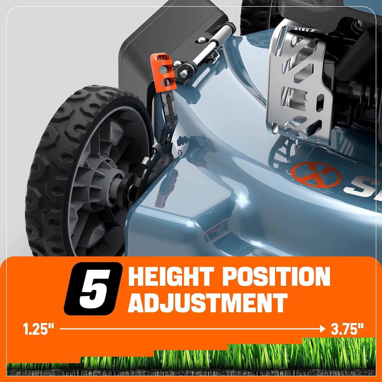 SENIX 144 cc Gas Lawn Mower, 20 inch 4-Cycle Push Mower, Side Discharge, 5 Position Cutting Height Adjustment, Low Noise & Fuel-Efficient for Lawn, Yard and Garden (LSPG-L5)