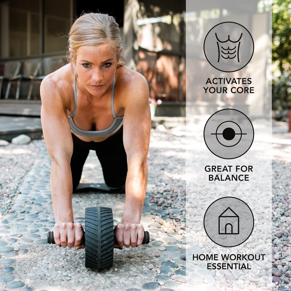 Sports Research Ab Wheel Roller with Knee Pad | Sturdy 3" Wheel for Core Workouts in The Gym or at Home"