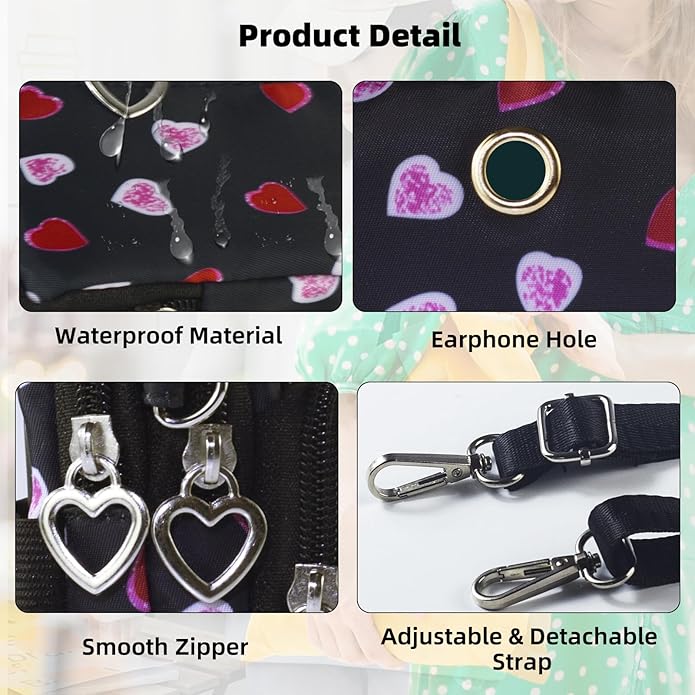 JANKS Small Crossbody Bag for Women - Mini Phone Purses with Crossbody Strap and Wallet - Nylon Arm Bag