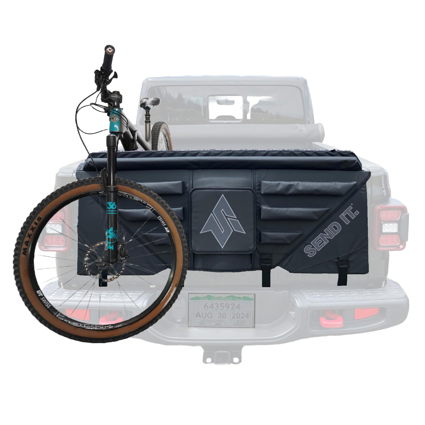 Send It. High Roller Tailgate Bike Pad V2 – Tailgate Pads for Trucks – Truck Bike Pad – Accessories for Mountain Bikers, BMX Bikes, Ebikes & More (Compact)
