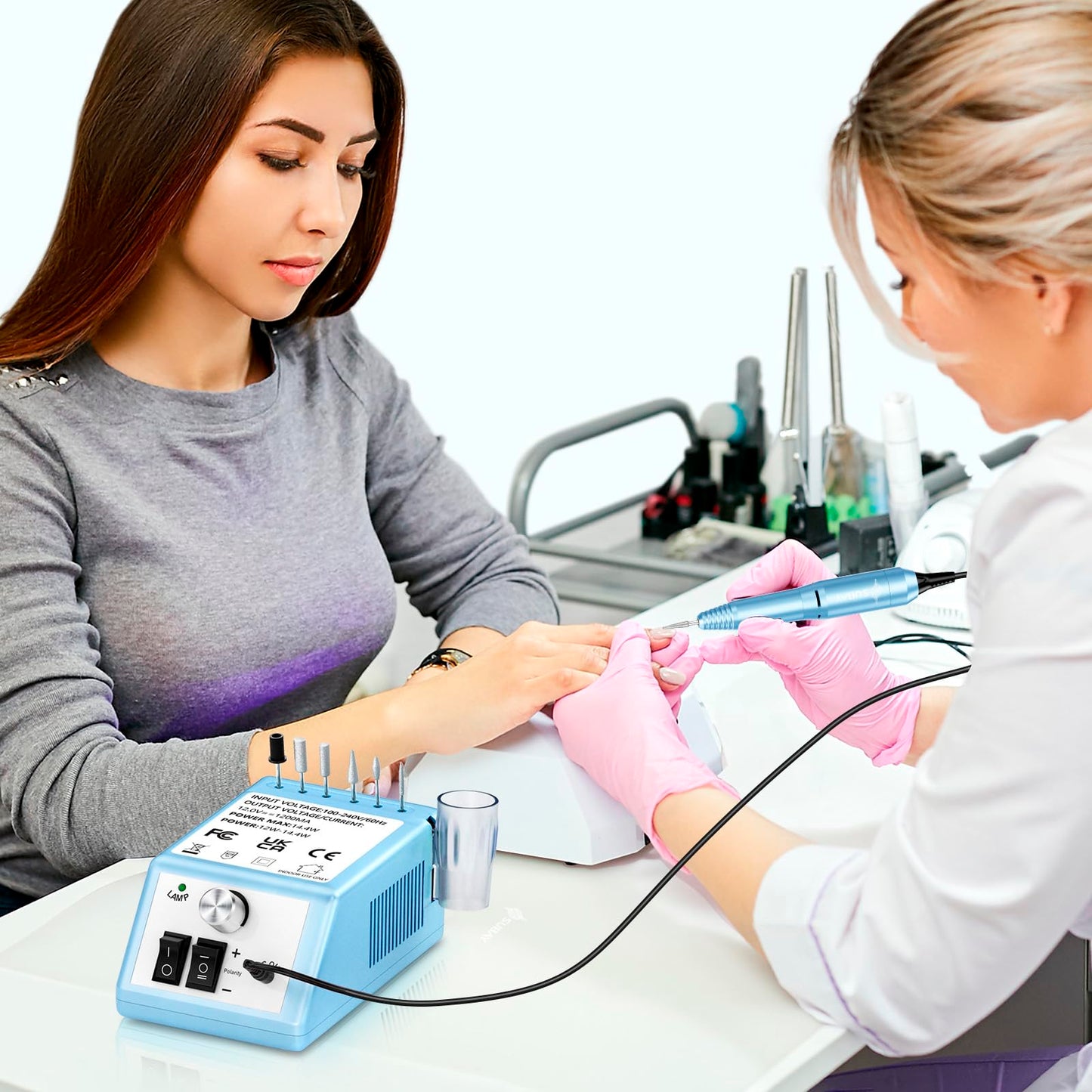 Subay Professional Nail Drill Electric File 20000RPM for Acrylic Nails, Gel Nail, Nail Art Polisher, Manicure Pedicure Tools for Salon Home