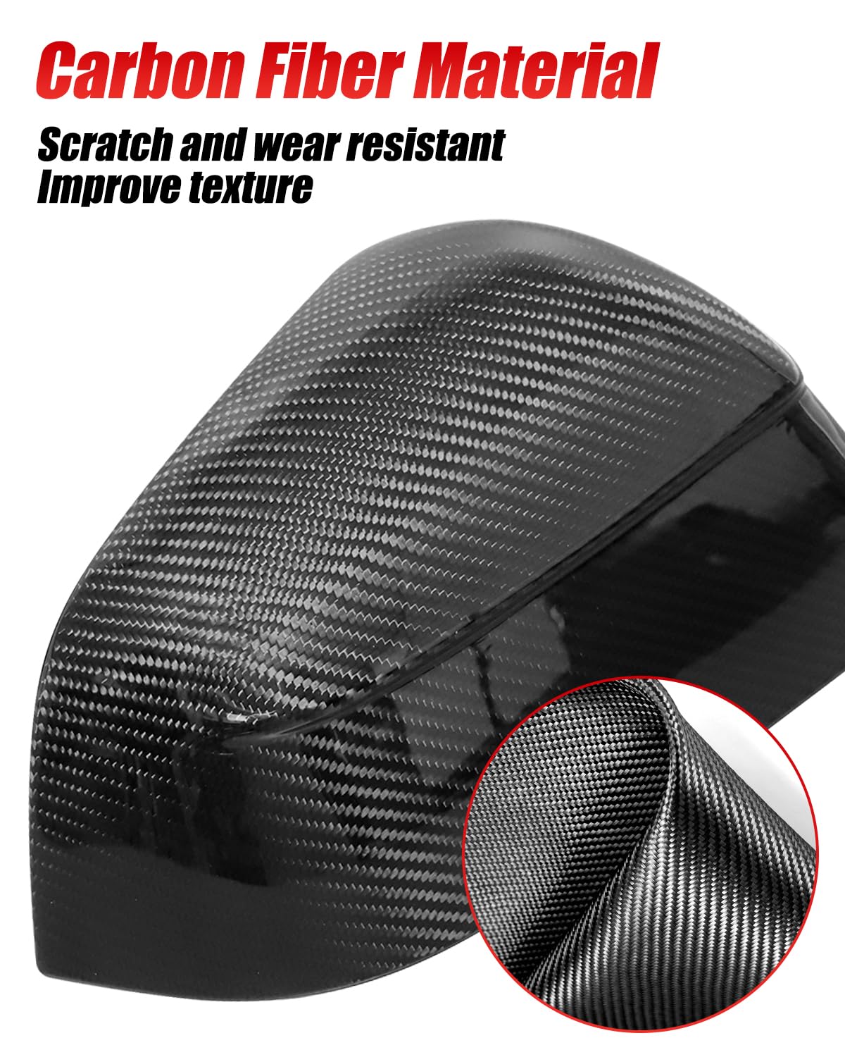 Carbon Fiber Mirror Cover Replacement Side View, 2PCS Glossy Real Carbon Fiber Rearview Mirror Protection Cover Compatible with Tesla (model y and juniper)