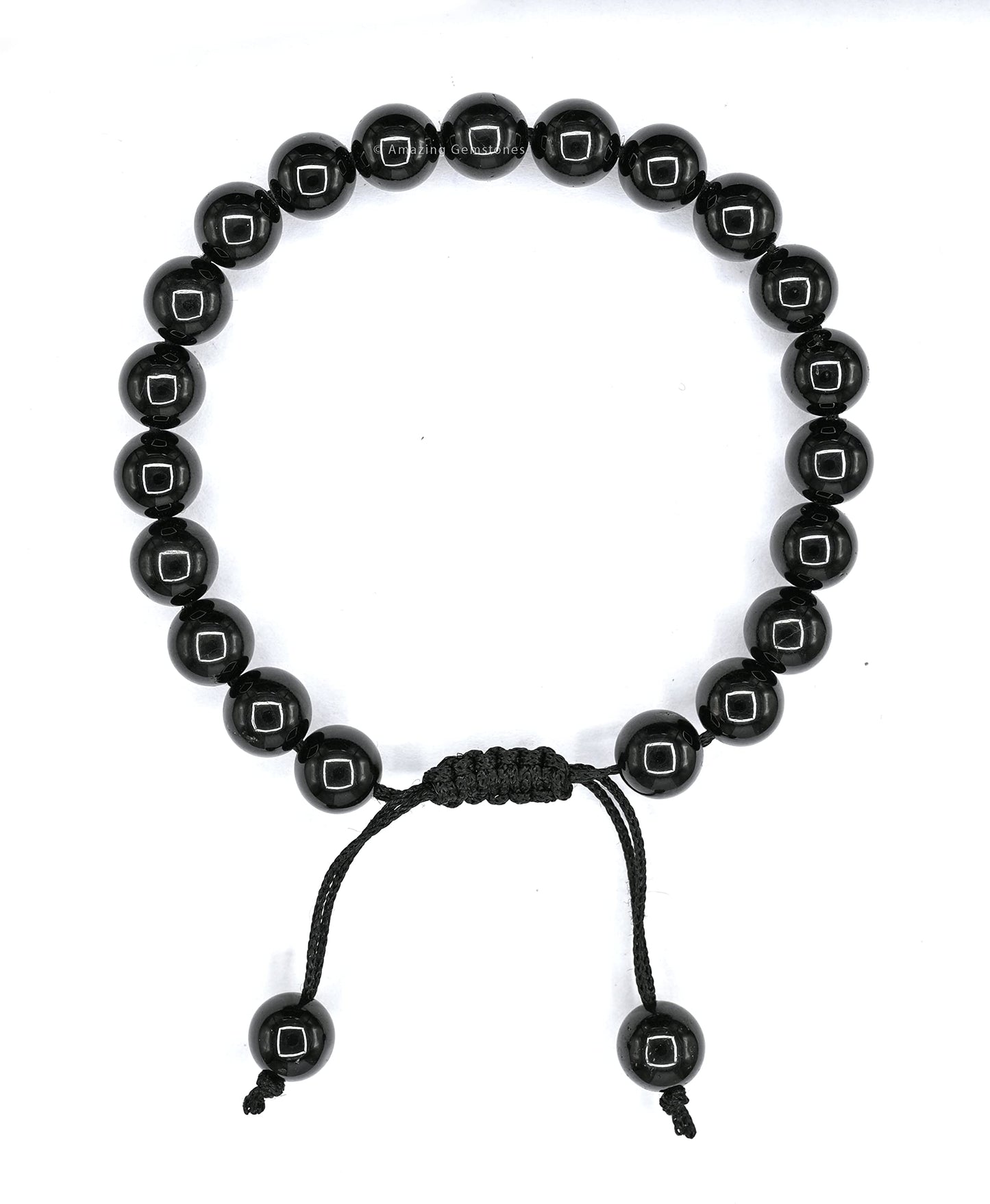 Amazing Gemstone Black Tourmaline Bracelet - Protection Healing Crystal Bracelet - 8mm Gemstone Beaded Adjustable Bracelet Pulseras Para Hombres Mujer Stocking Stuffers (Black Tourmaline Onyx)