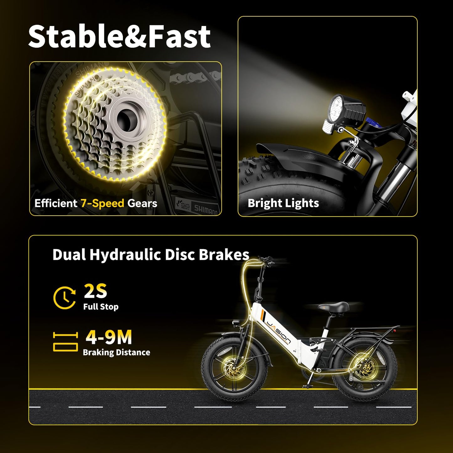 Jasion X-Hunter ST Electric Bike, Fat Tire & 71Miles & 30+MPH Foldable Ebike, 1400W Peak Motor, 624WH Removable Battery, Full Suspension E Bike, Hydraulic Disc Brakes Bicycles
