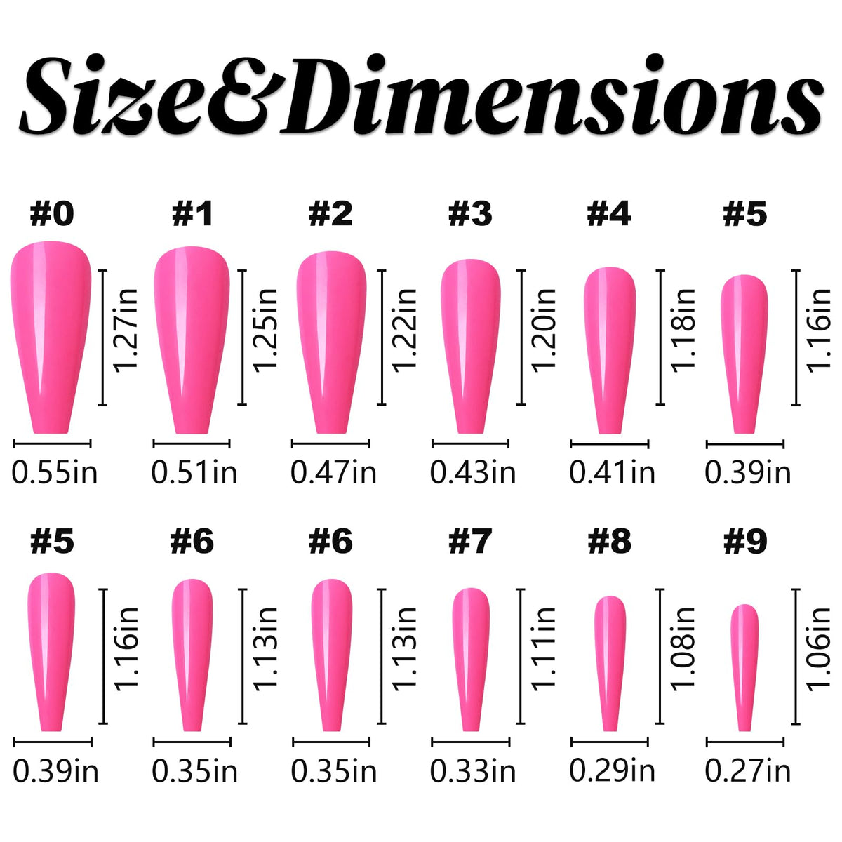 Lifextol Long Coffin Press on Nails Press ons, 100pc Hot Pink Press on Nails Long Fake Nails, XL Coffin Nails Full Cover Acrylic Pink Nails Colored Ballerina Press on Nail Long for Women Girls DIY