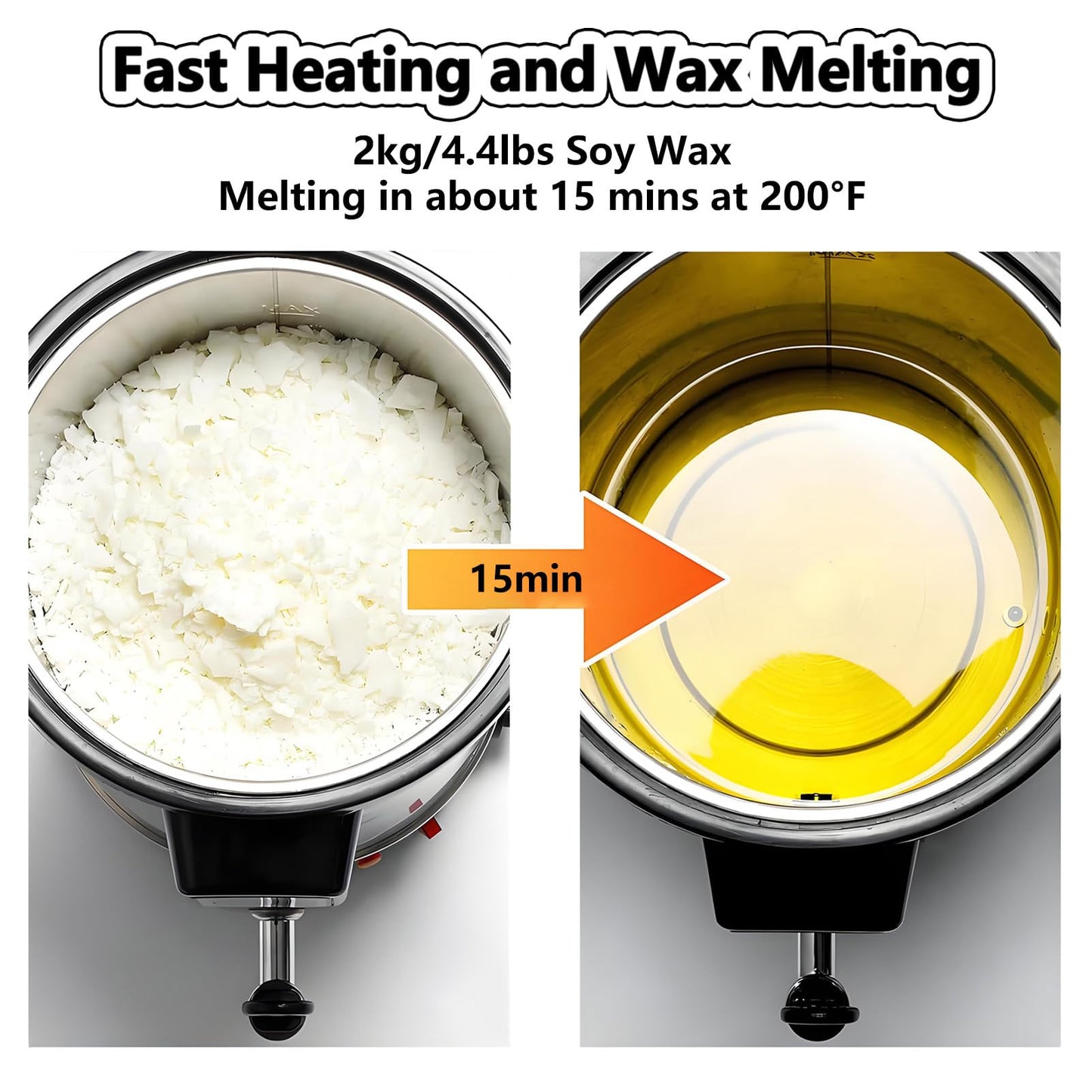 EpyGnom Wax Melting Machine for Candle Making Wax Melter Pot with Digital Thermometer 86℉-212℉ Temp Control Professional Electric Stainless Paraffin Wax Heater Soy Wax Melting Tank 8L