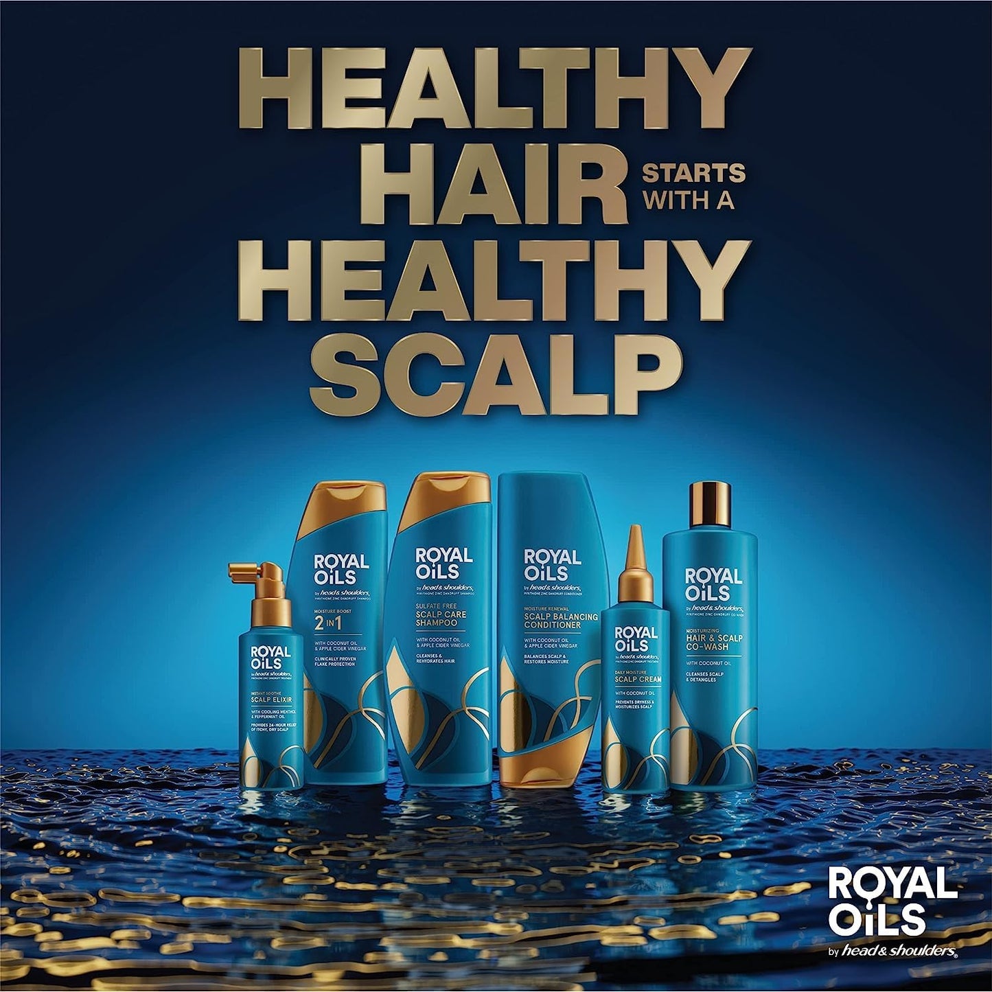 Head & Shoulders Royal Oils Shampoo and Conditioner Set, 1% Pyrithione Zinc, Scalp Care & Hydration, Moisture Renewal Conditioner + Anti-Dandruff Shampoo, 12.8 fl oz Each