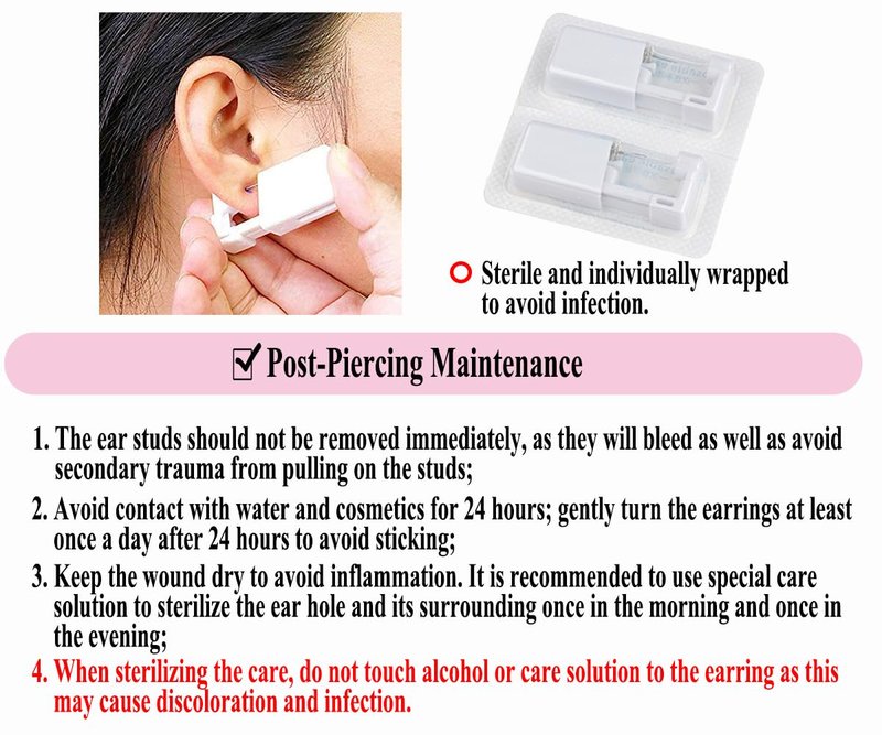 VitaCool Ear Piercing Kit Disposable Ear Cartilage Piercing Gun Kit with Sterile 4mm CZ Ball Studs Easy and Safe Earring Self for Yourself Use at Home(Silver Mixed Patterns 4mm)