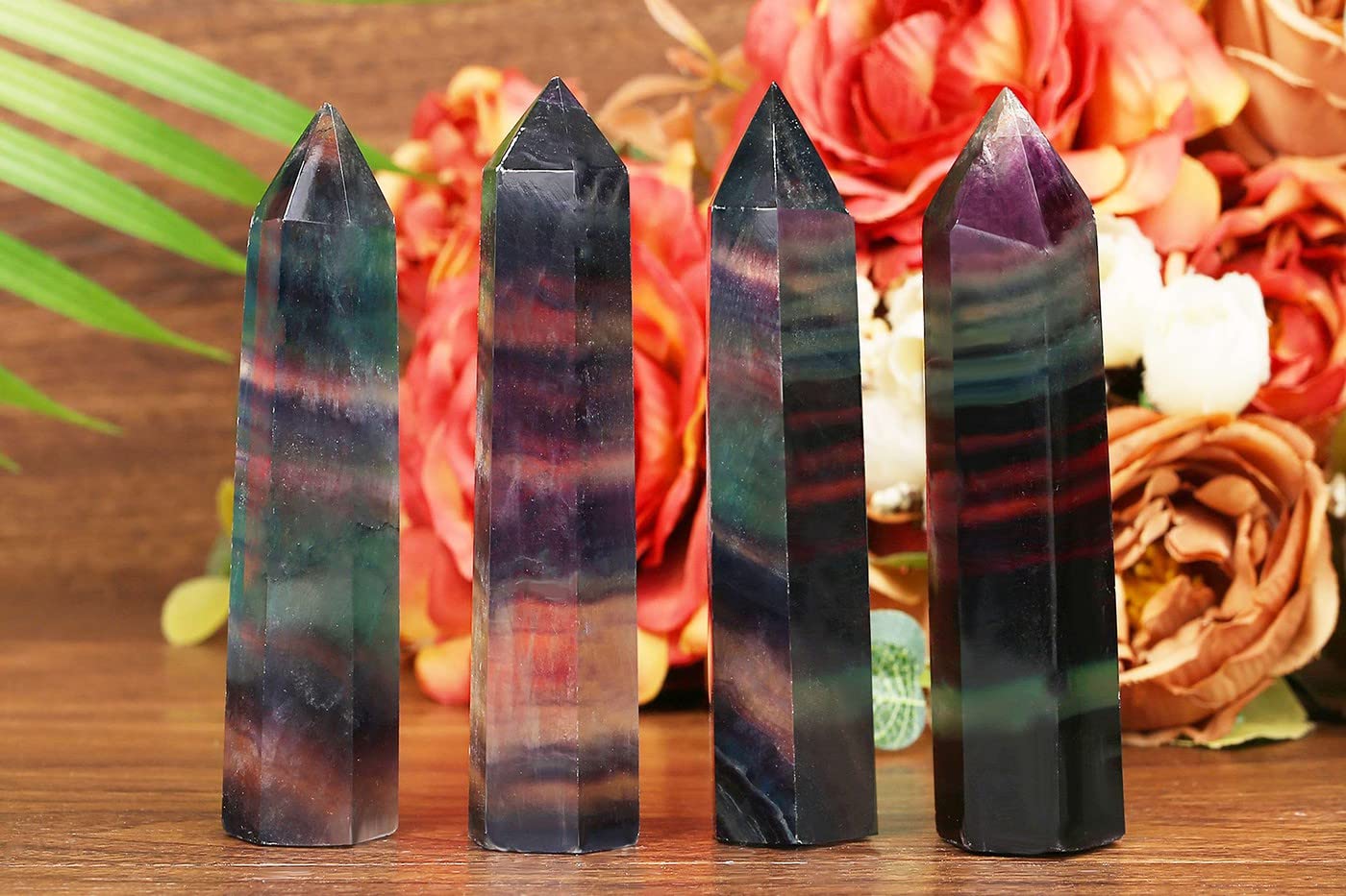 LAIDANLA Fluorite Healing Crystals Wands 3.5-4" Polishing Natural Reiki Energy Wand Stone Hexagonal Point Obelisk Large Crystal Gemstones for Meditation Therapy Crystal Grid Gifts Decoration 1Pcs