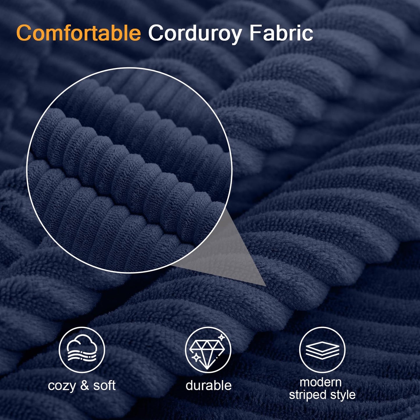 COMAX Convertible Sofa Bed Queen, Folding Fold Out Couch Bed, Floor Futon Couch Corduroy with Back Pillows, Boneless Sofa Comfy Lounge Sleeper Mattress Loveseat for Living Room Bedroom, Navy Blue